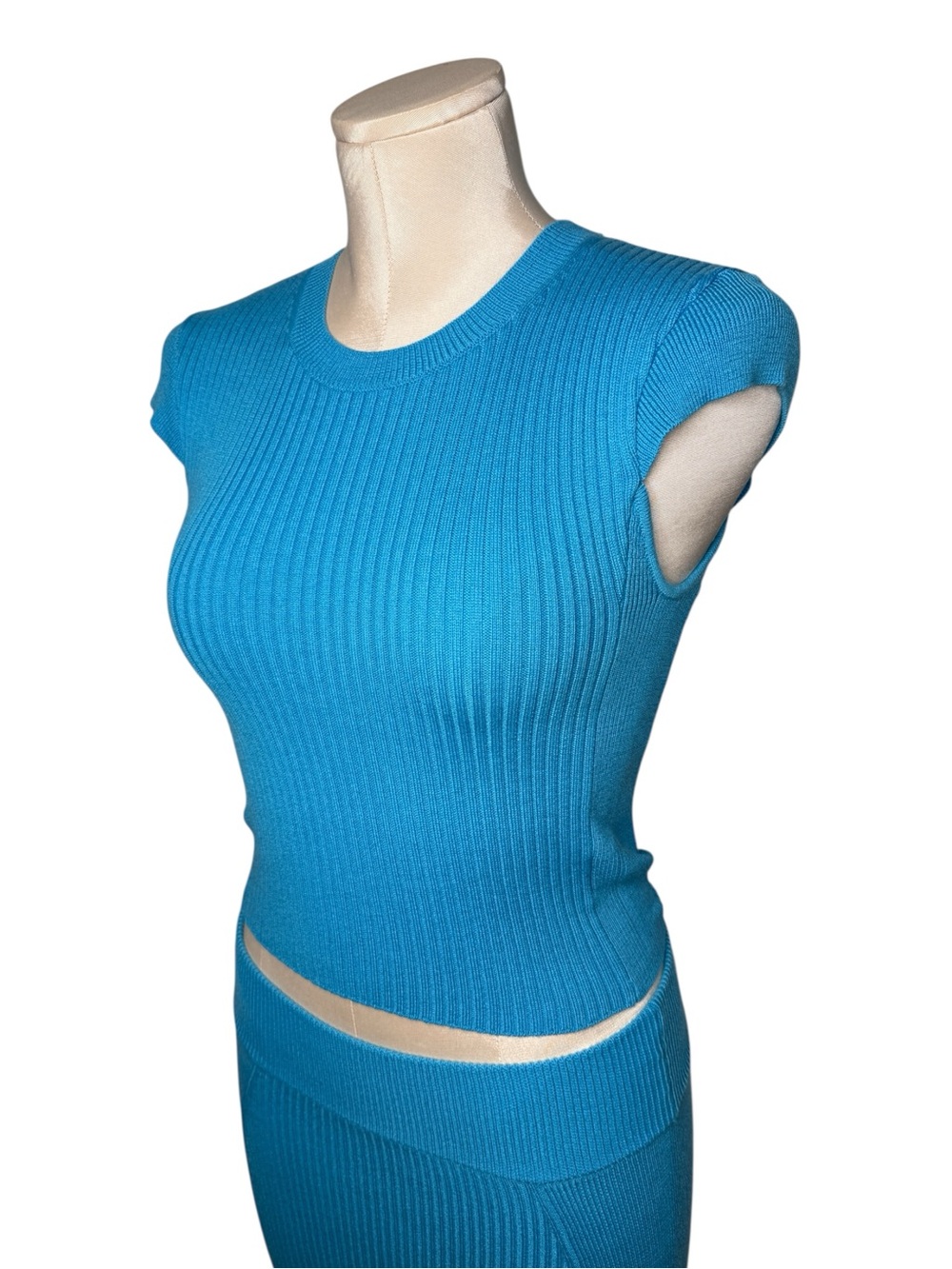 Jaclyn Mixed Rib Top in Azure Blue